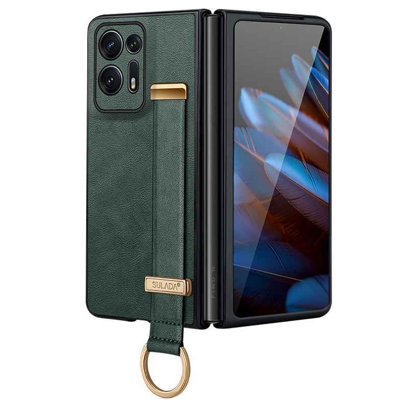 SULADA Fashion Series For Oppo Find N2 5G Crazy Horse Texture Phone Case Leather Coated PC TPU Anti-drop Cover with Wristband Kickstand SULADA Fashion Series For Oppo Find N2 5G Crazy Horse Texture Phone Case Leather Coated PC TPU Anti-drop Cover with Wristband Kickstand
